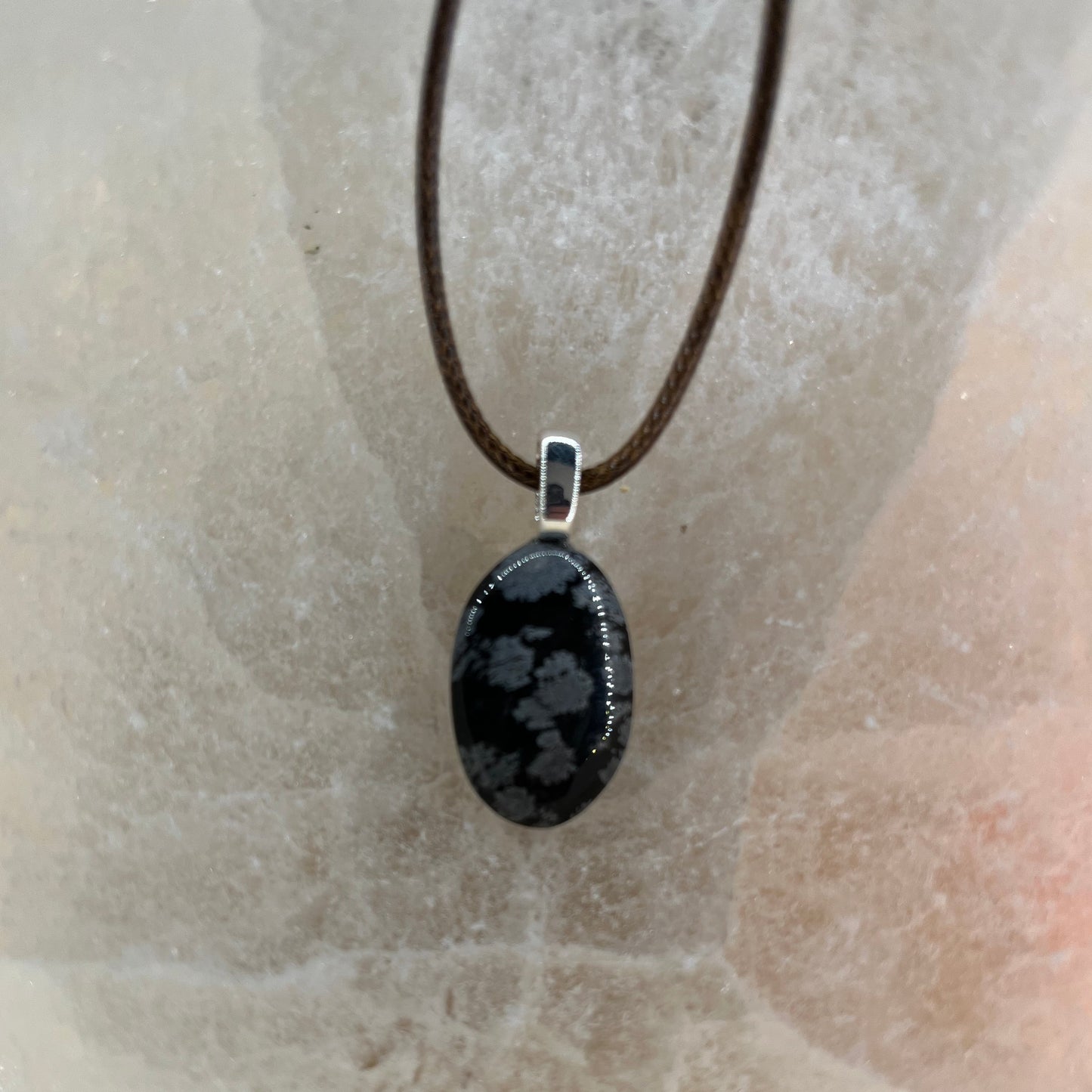 Snowflake Obsidian Pendant -D