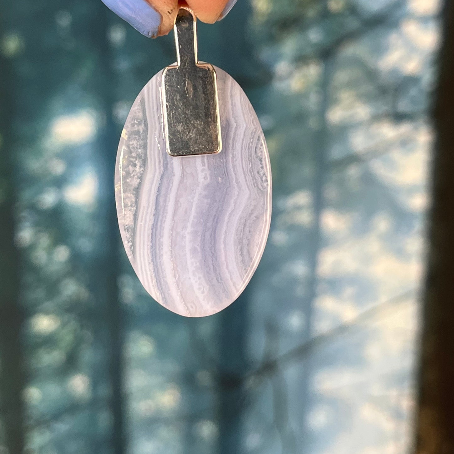 Blue Lace Agate pendant - A