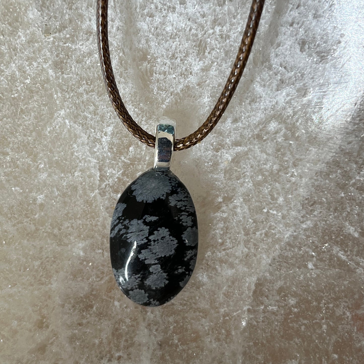 Snowflake Obsidian Pendant -D