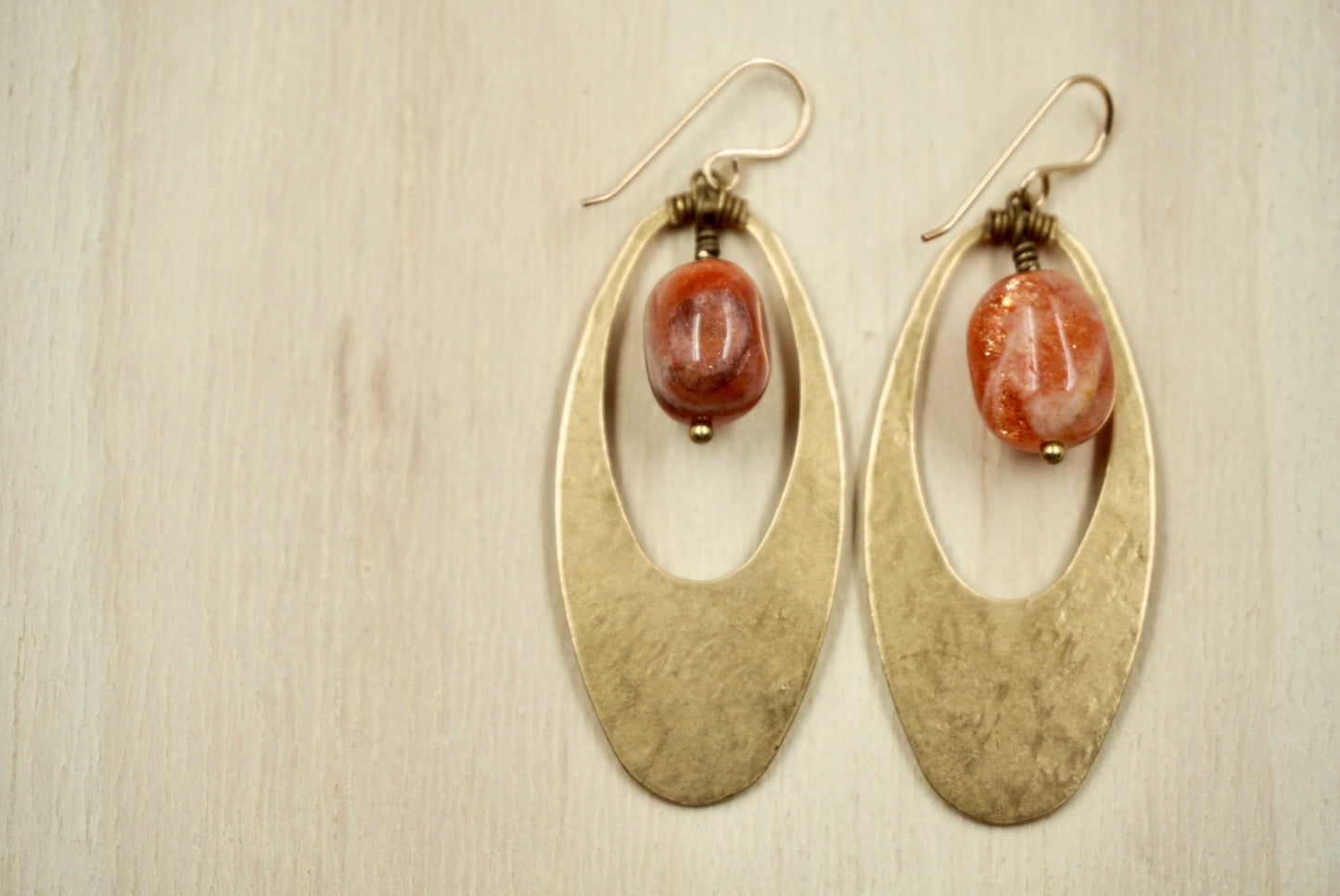 Sunstone Earrings with 14K gold filled hooks